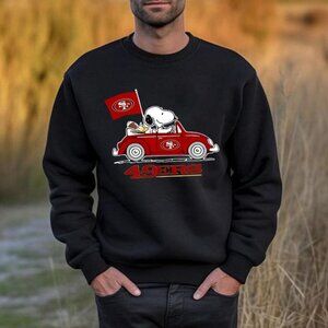 Snoopy Ride Car 49ers Sweatshirt Retro NFL Crewneck San Francisco Football 79